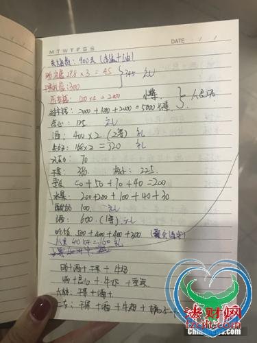 居民展示的春节手写账单。受访者供图